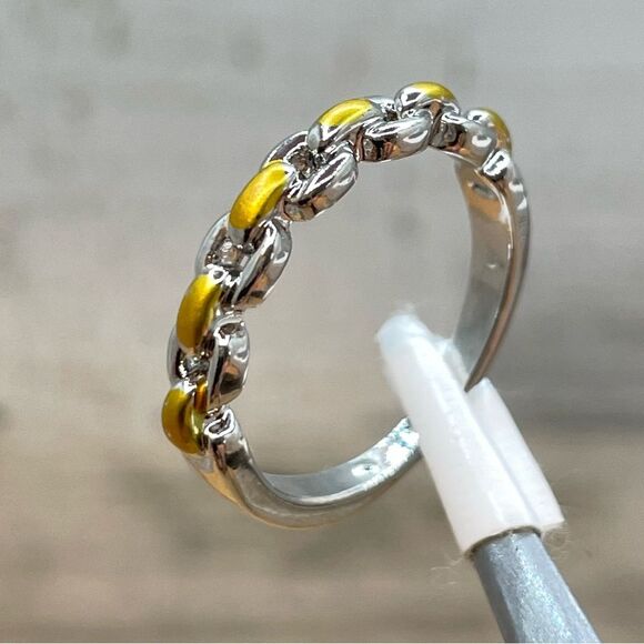 Cute Boho Trendy Chain Look Silver and Gold Tone Ring Band - Picture 1 of 5